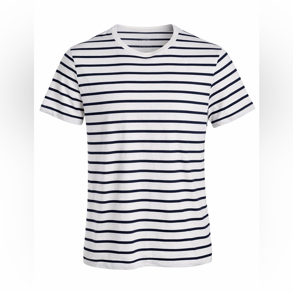 J.Crew Slim-Washed Navy & White Striped Crewneck Tee Shirt Medium